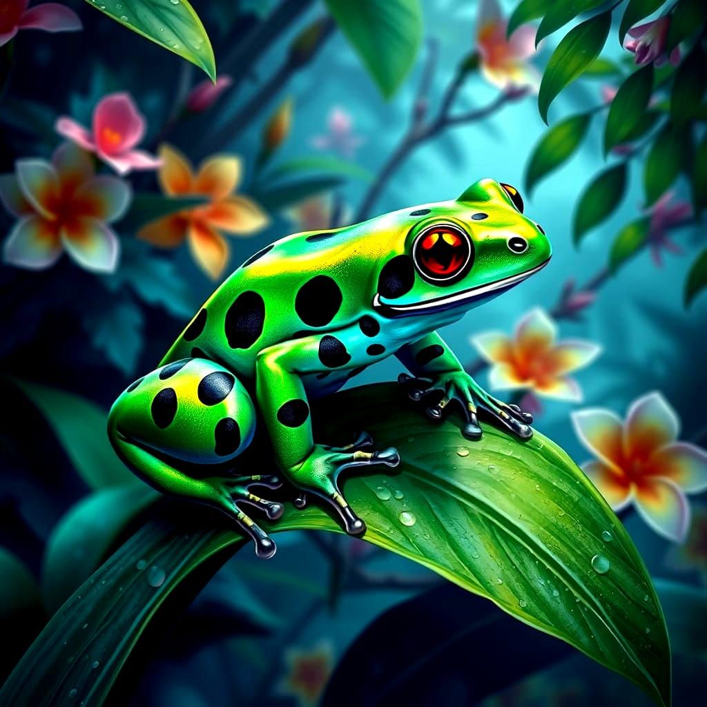 Vibrant Poison Dart Frog in Tropical Habitat