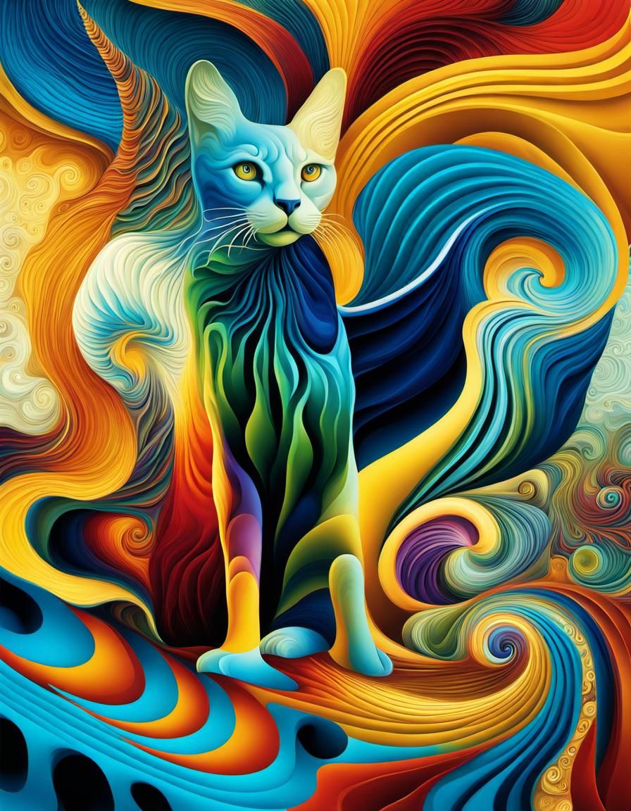 Surreal Abstract Beach Fractal in Gouache Style