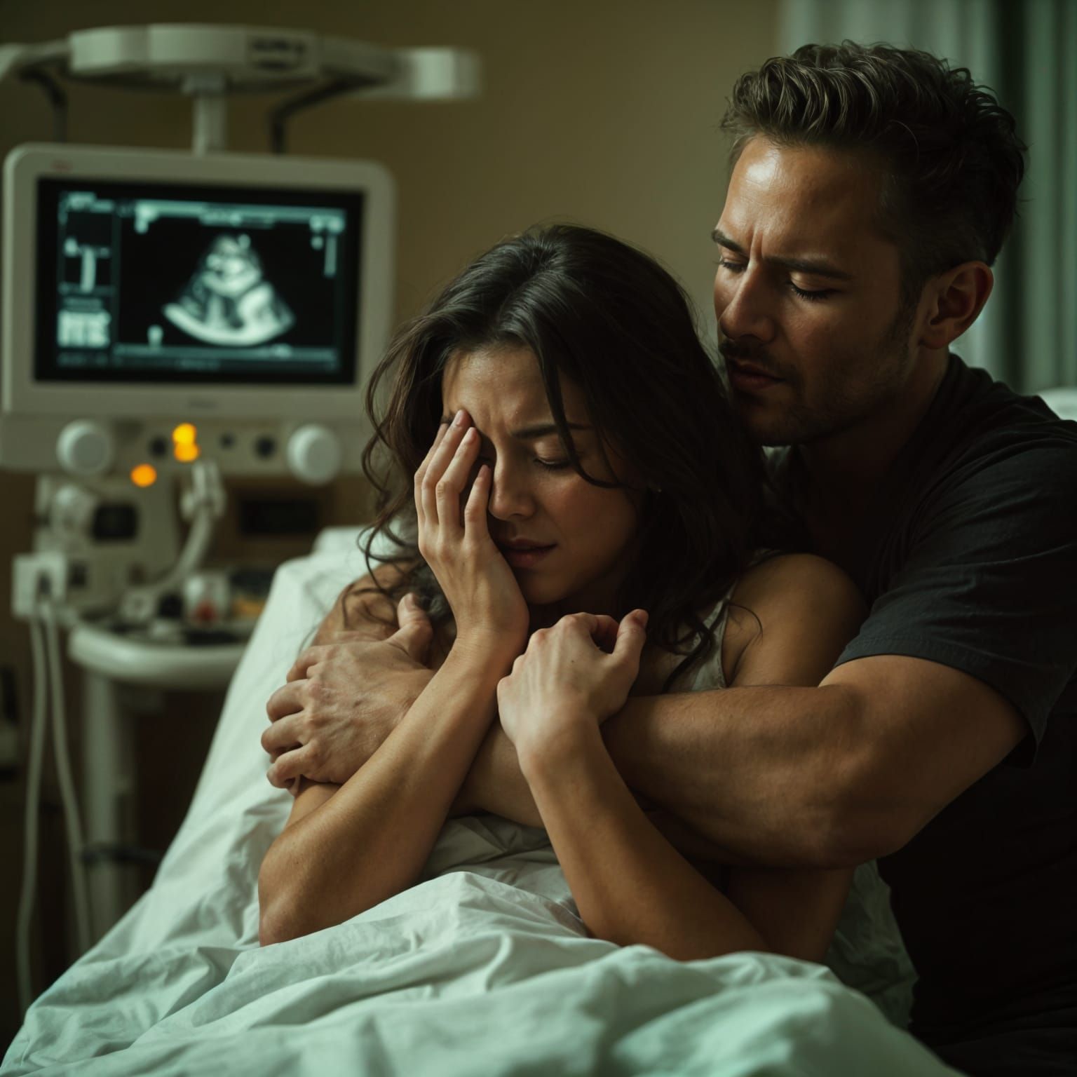 Emotional Ultrasound Room Scene in Cinematic Style