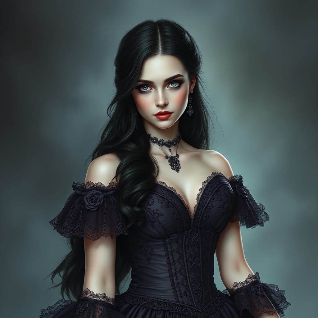 Victorian Gothic Woman in Ethereal Glow