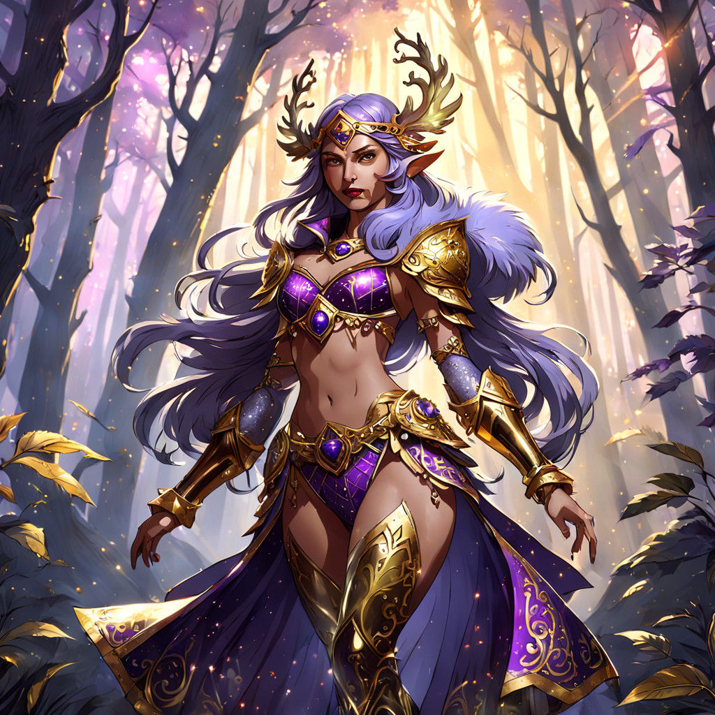 Voluminous Santa Fantasy Maiden in Golden Armor
