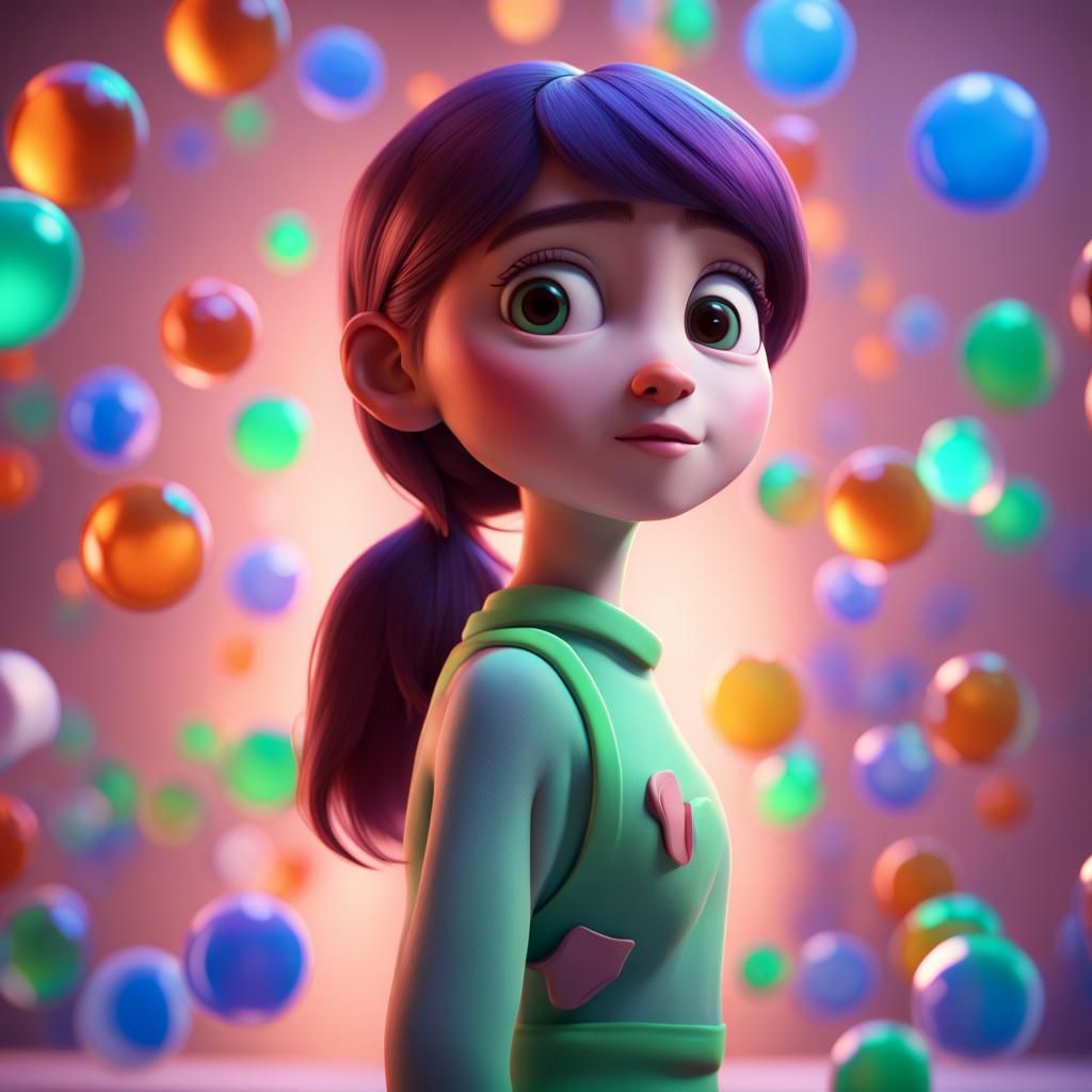 Glass Girl: Pixar Style 3D Digital Art
