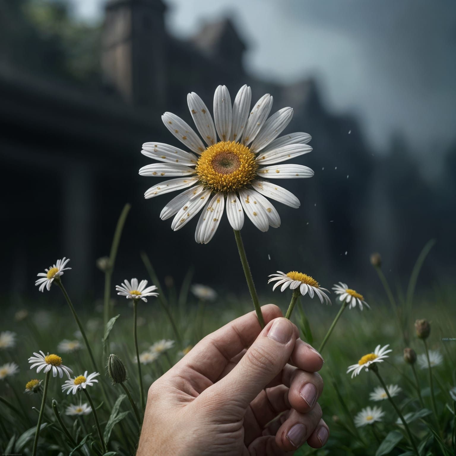 A Withering Daisy in a Gentle Grasp