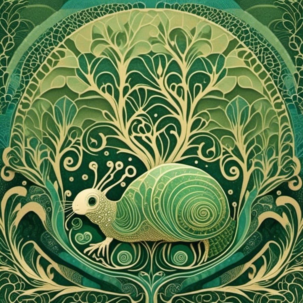 Art Deco Anatomical Brain with Fractal Details