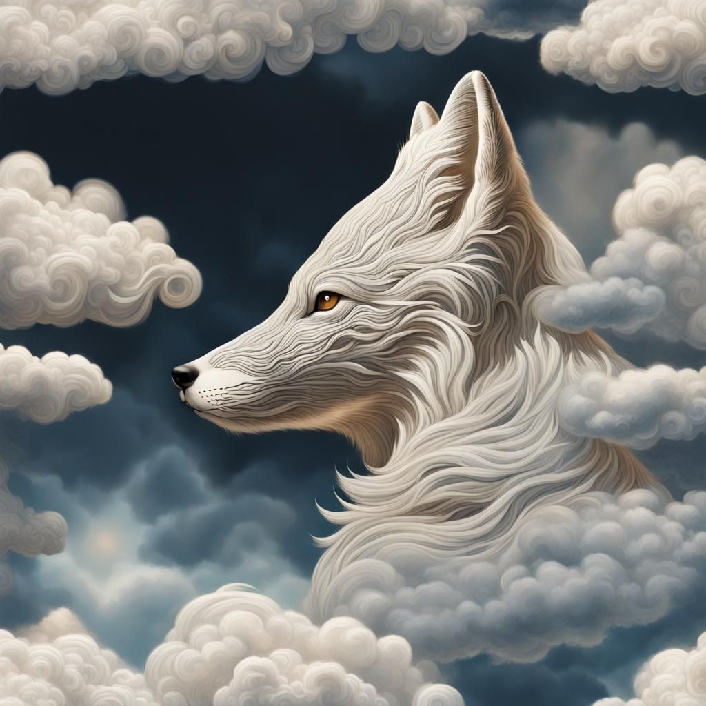 Celestial Cloud Fox in Ethereal Sky