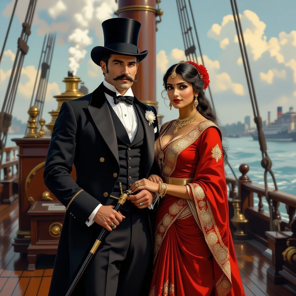 Phileas Fogg and Aouda: Vintage Steamer Adventure