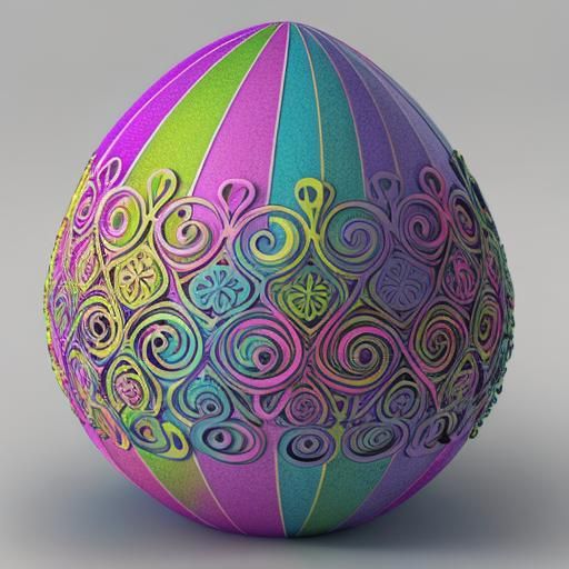 Colorful Easter Egg with Abstract Fractal Design