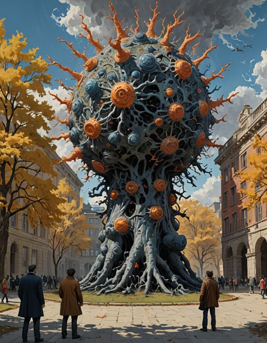 Surreal Sci-Fi Portrait in Oil Painting Style