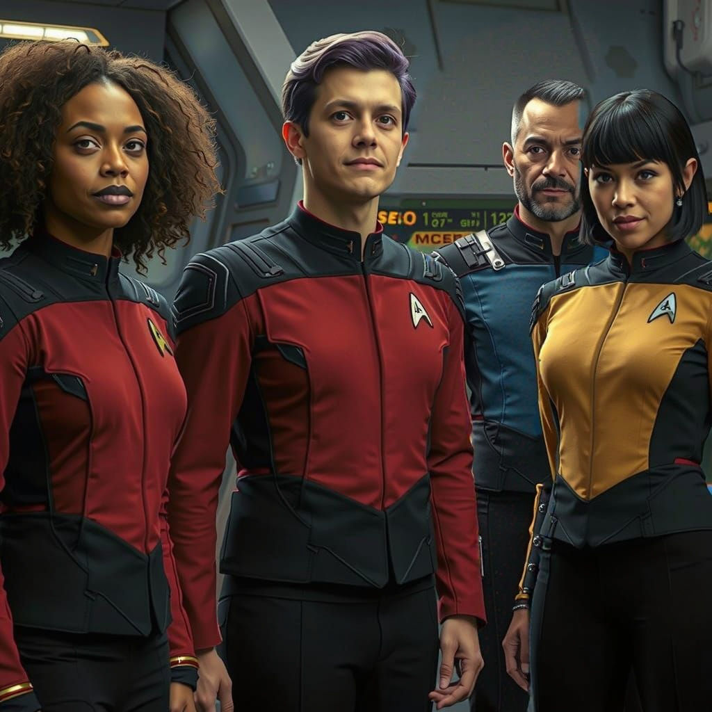 A hyper-realistic group photo of the five main characters fr...