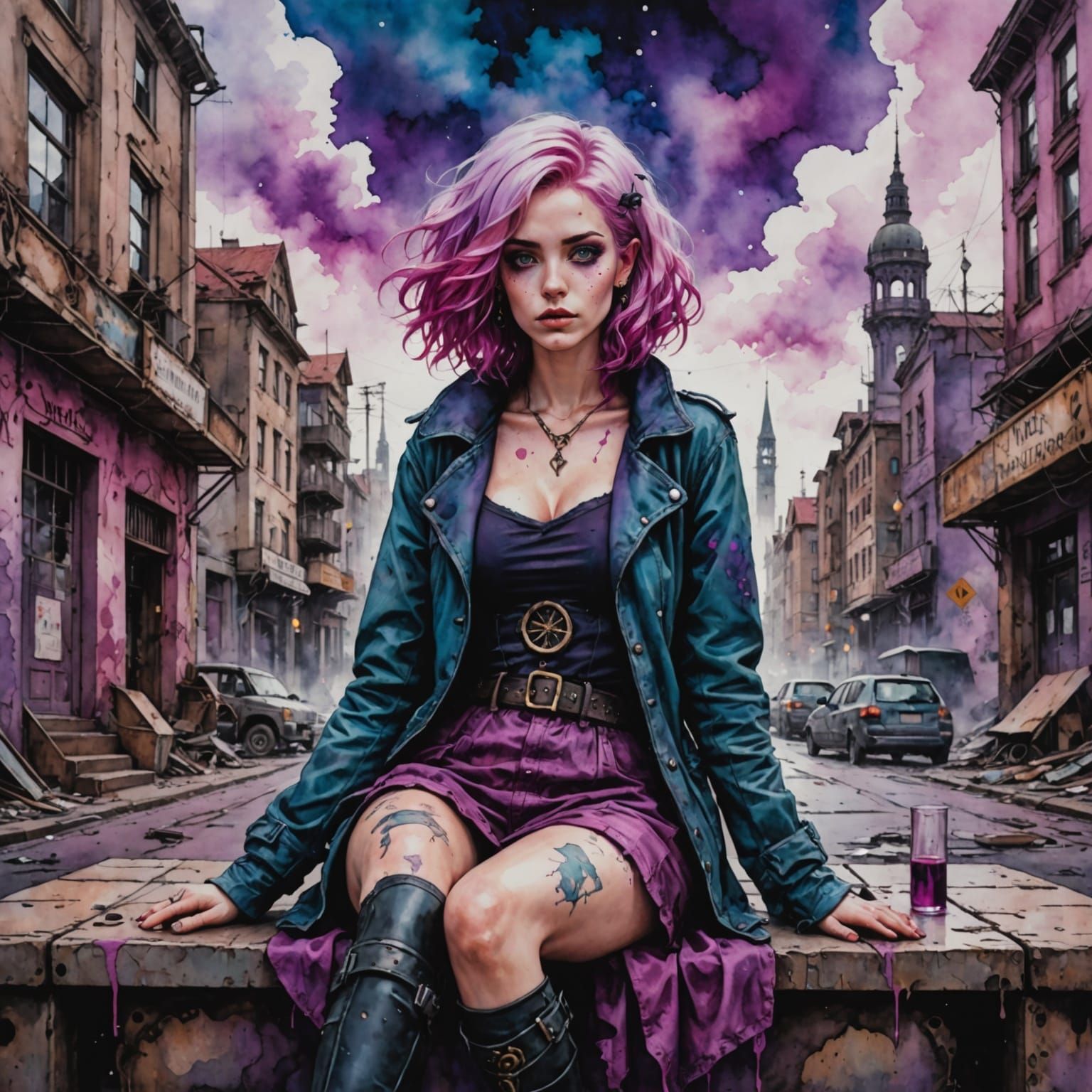 Grunge Goddess in a Post-Apocalyptic Metropolis