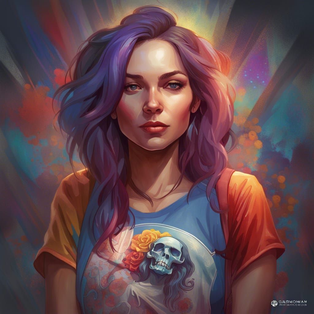 Amanda in Grateful Dead Tee: Hyperdetailed Portrait