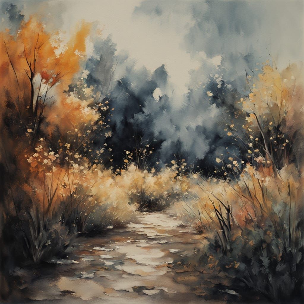 Faded Flower in Dust: Gouache Impressionist Masterpiece