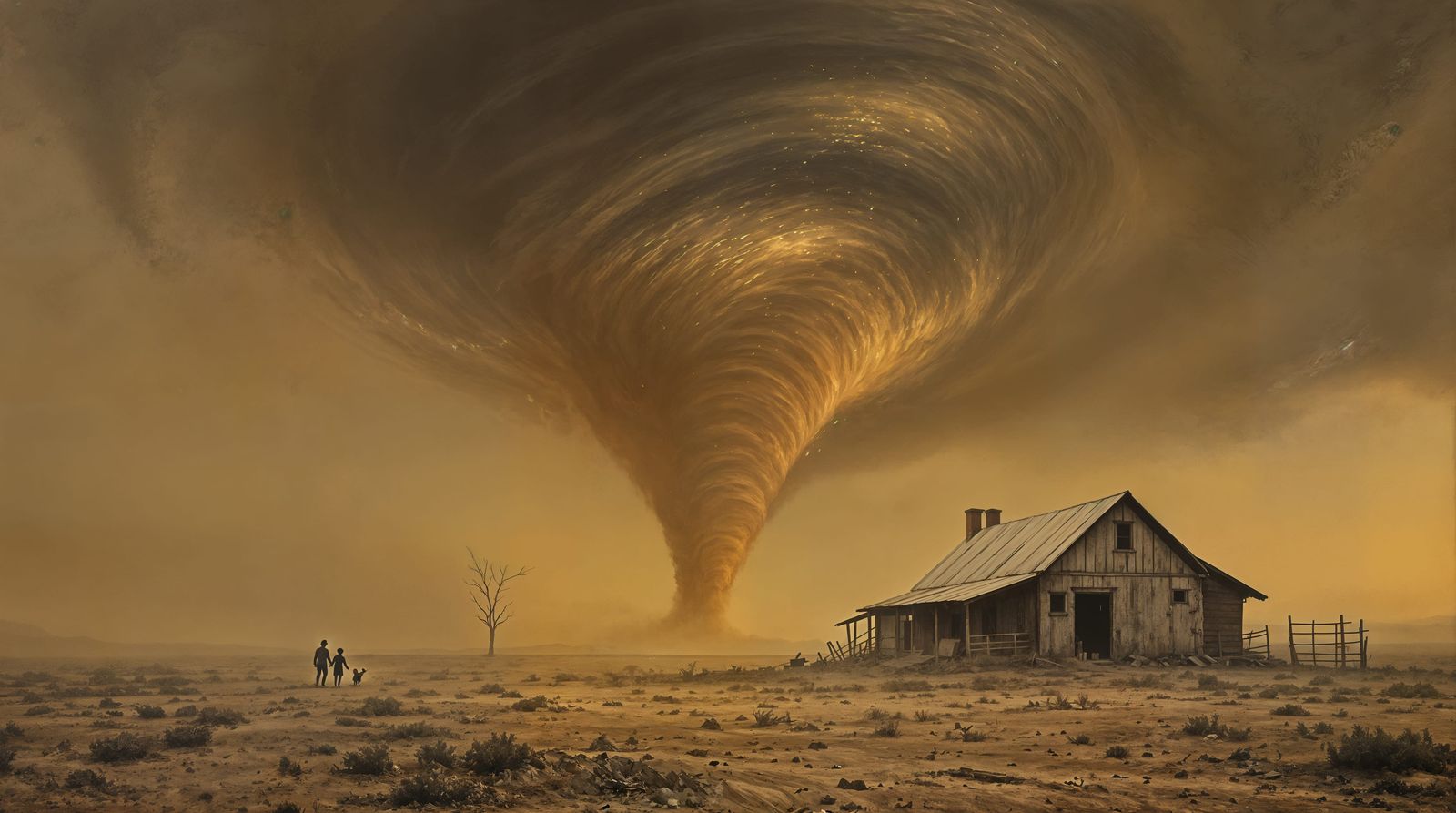 Shelter from the Swirling Storm in a Desolate Landscape