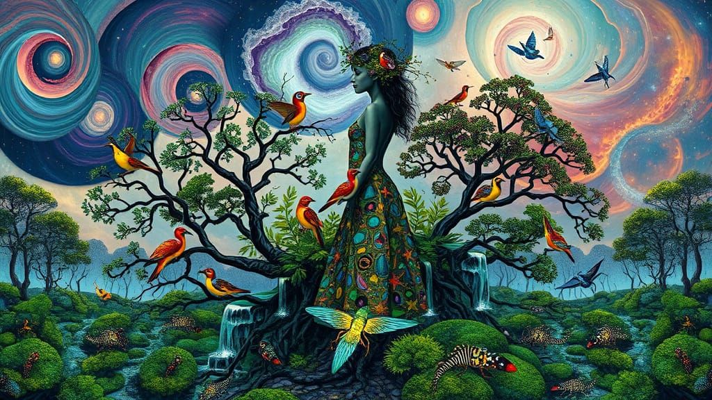 Bio-Art Collage: Woman with Mangrove Hair