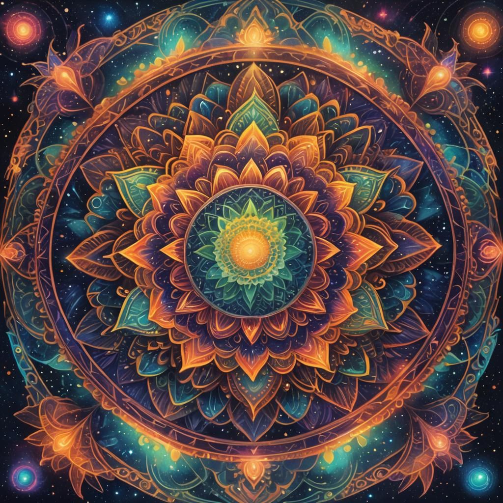 Glowing Being in Celestial Aurora: Visionary Art