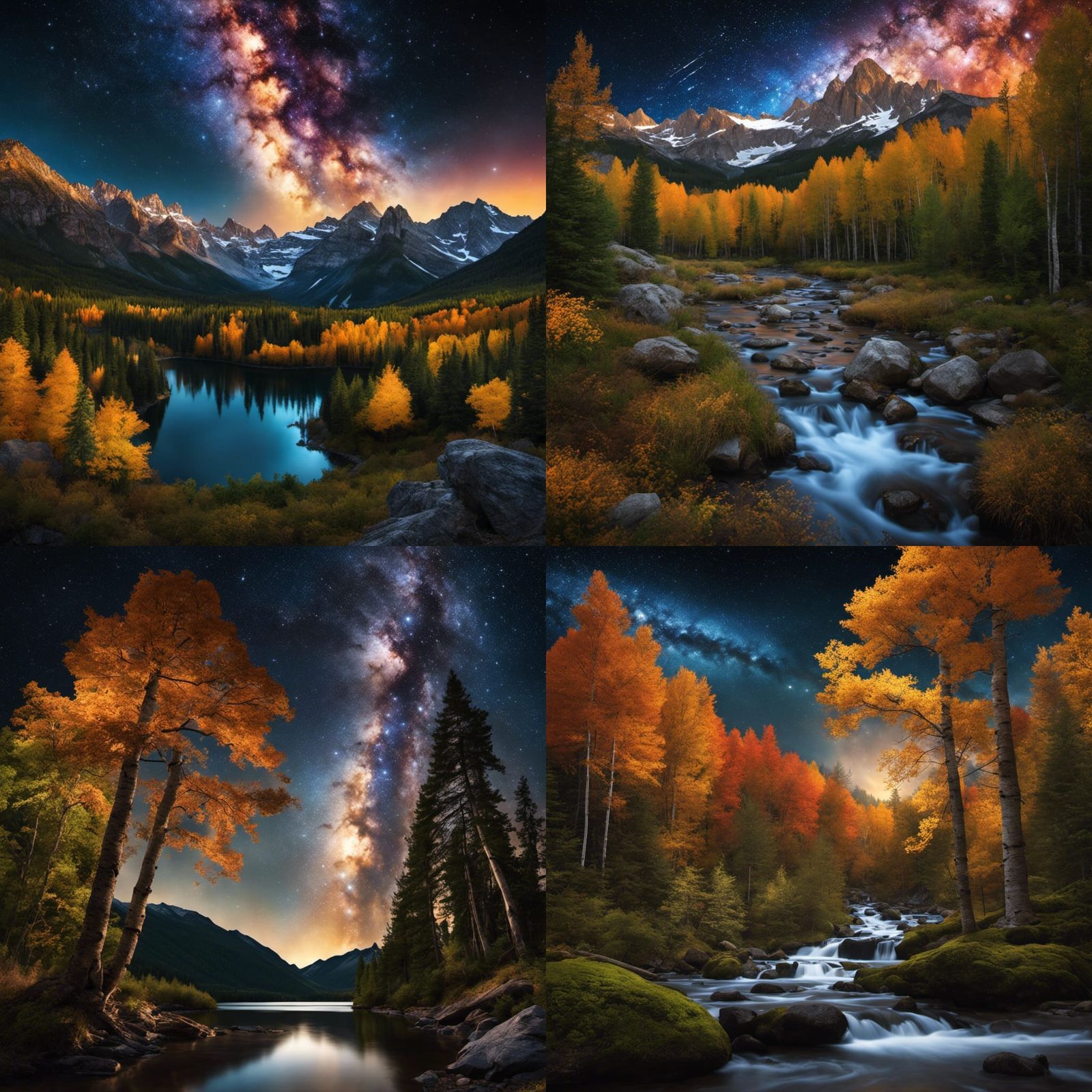 Night Mountain Valley with Milky Way