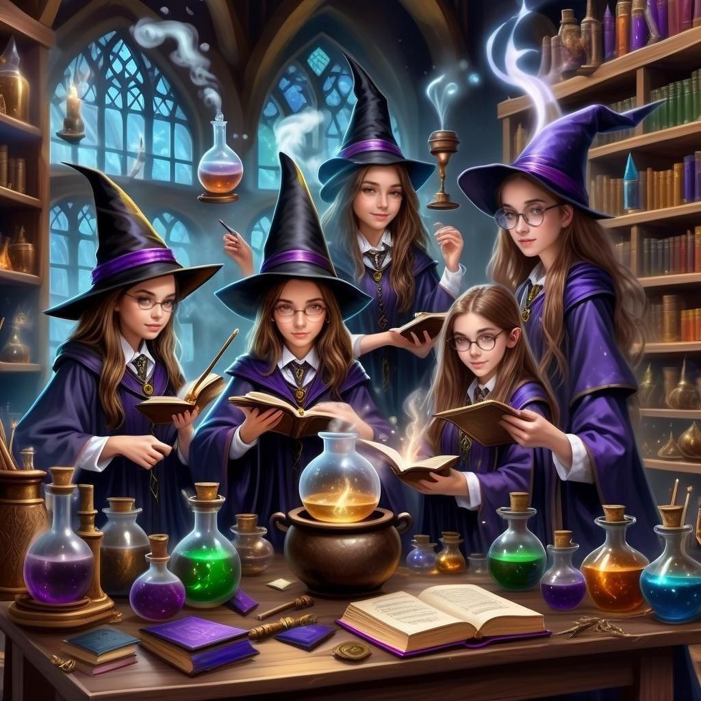 Witches Brew Potions in Magical Academy Classroom