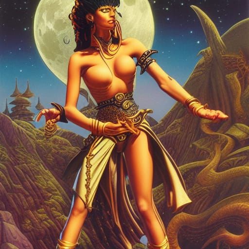 Moon Priestess Martial Arts Fantasy: Hyperrealistic Digital ...