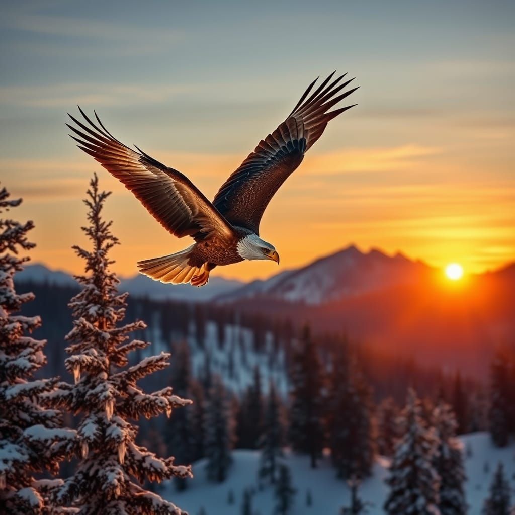 Regal Sunset in a Winter Wonderland Scene