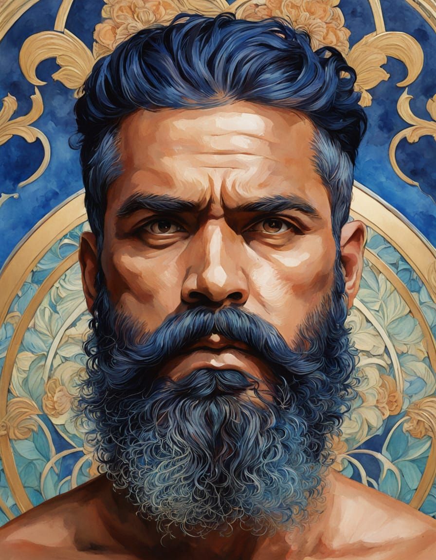 Art Nouveau Portrait of an Angry Indian Man