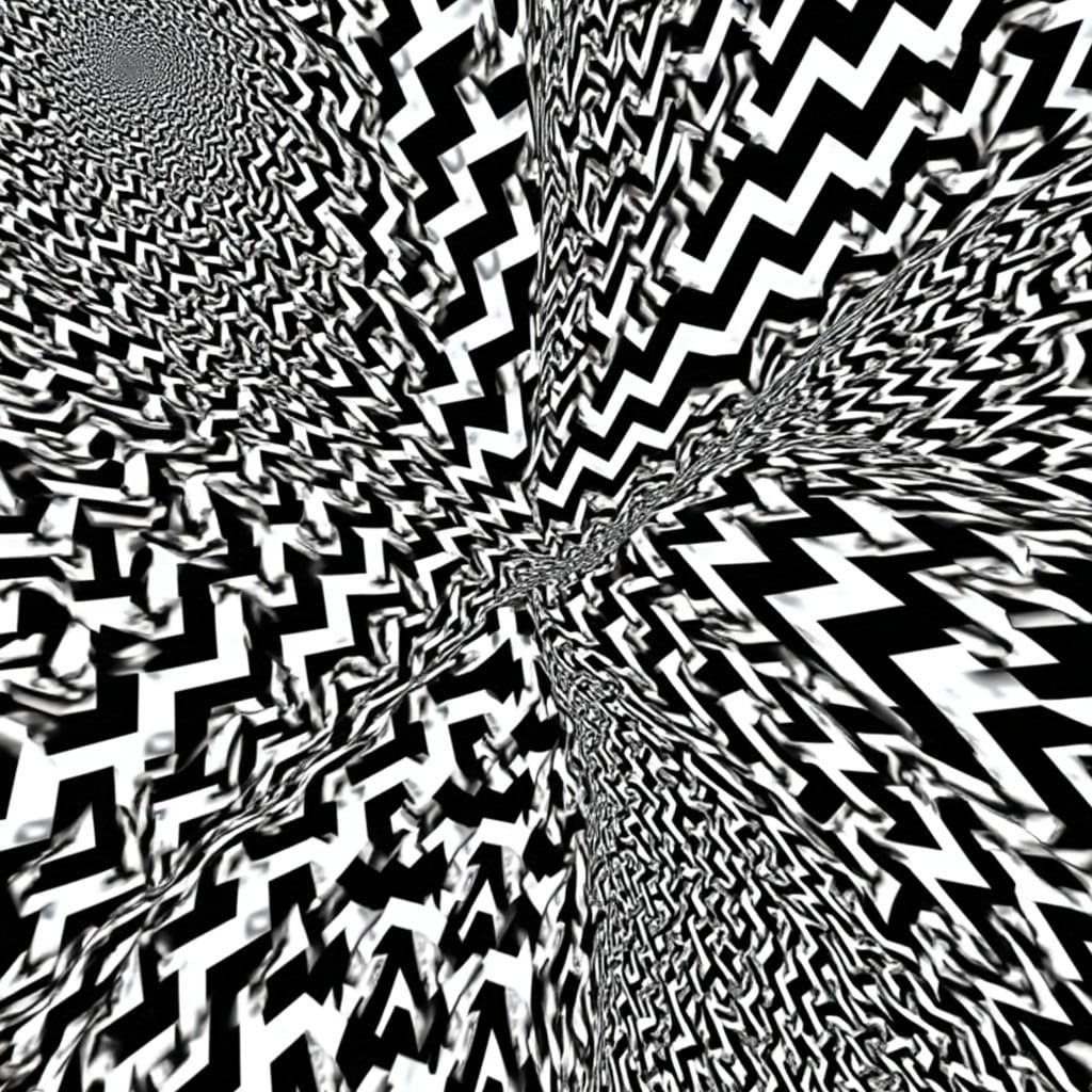 Dynamic Black and White Op Art Zigzags