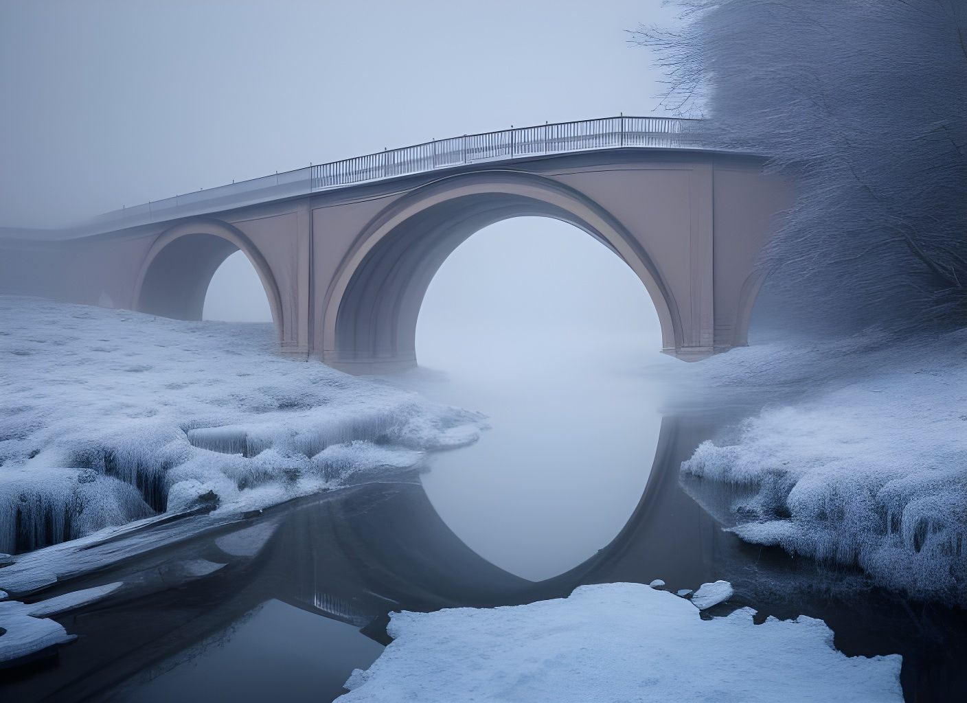 Ethereal Ice Bridge in Fantasy Landscape
