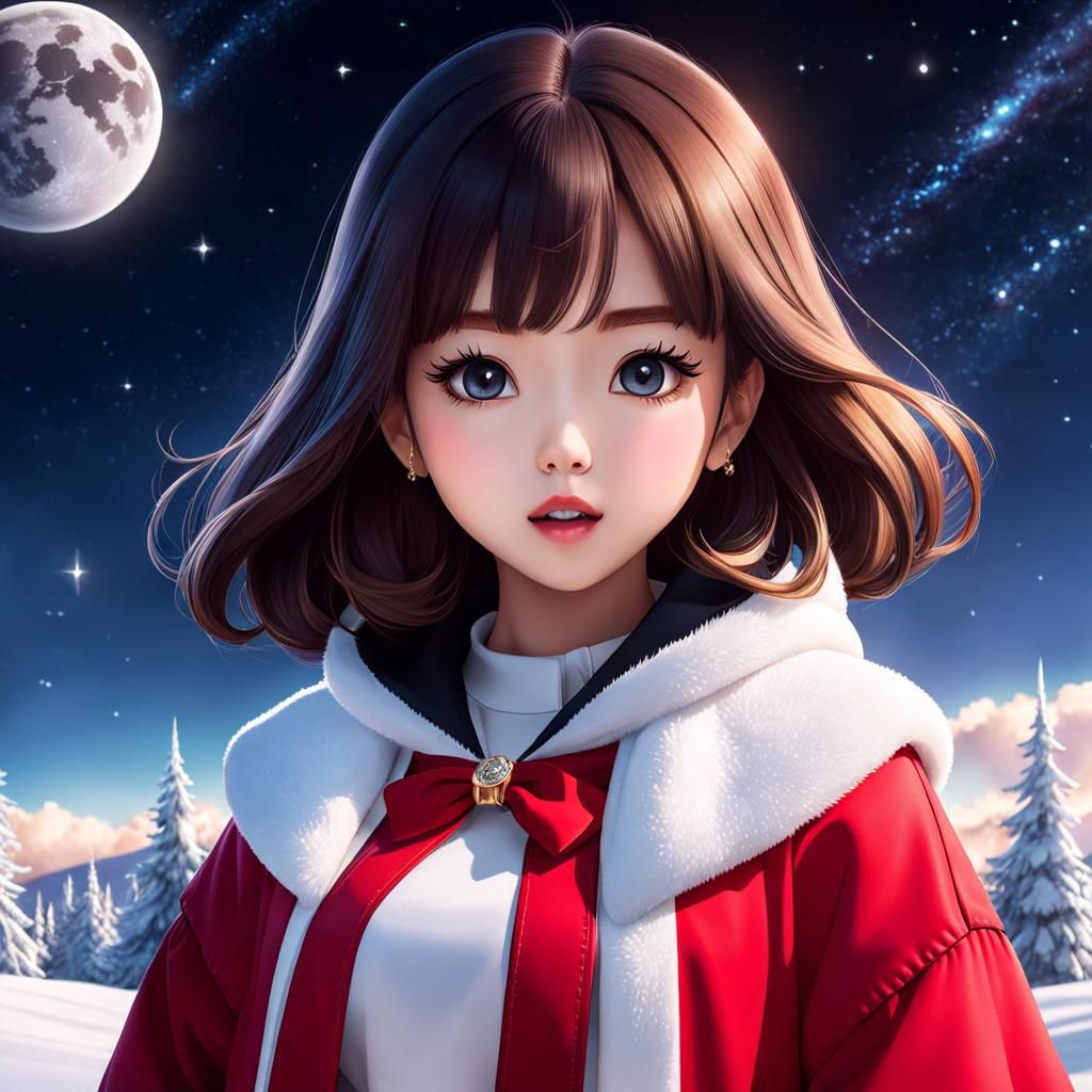 Dreamy Child Among Stars and Clouds