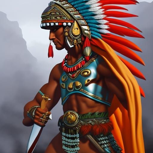 Aztec Warrior with Jaguar Headdress: Hyperrealistic Art