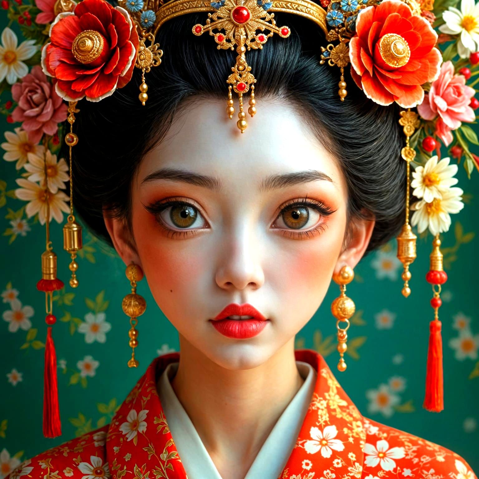 Empress with Kabuki Makeup in Disney Animation Style