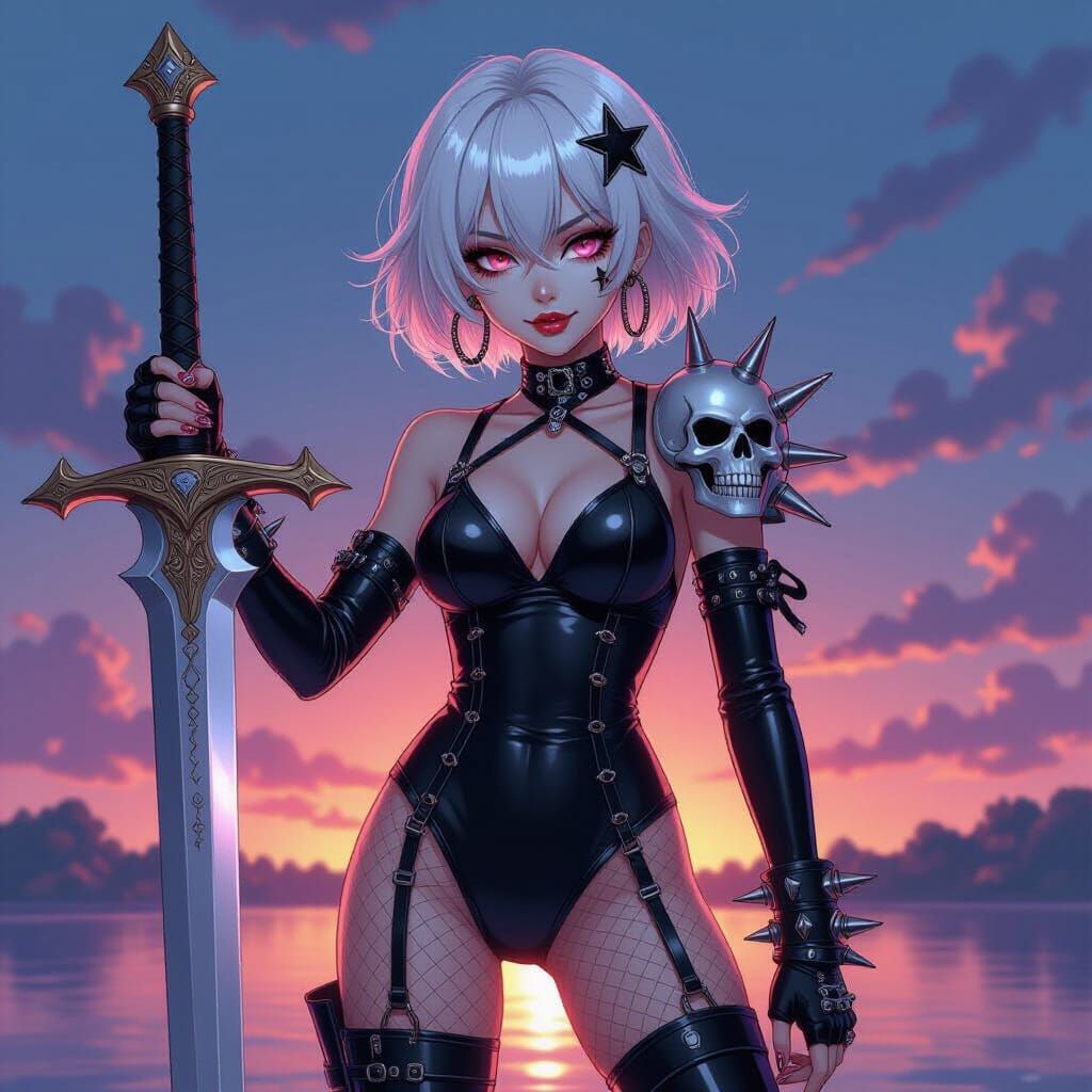 Anime Glam Rocker with Fantasy Sword