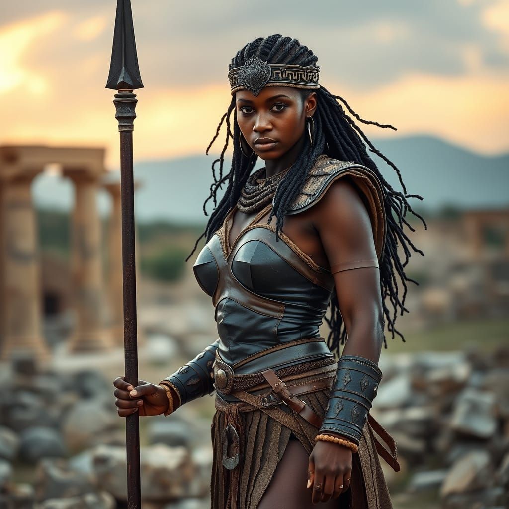 Ancient African Warrior Queen, Xena-Inspired, Standing Tall ...
