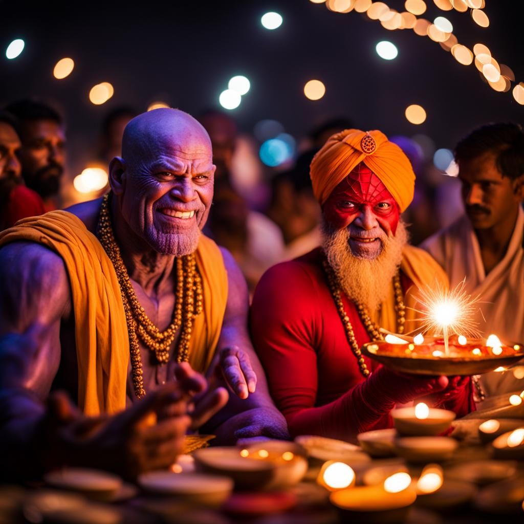 Thanos and Spiderman Celebrate Diwali in Ayodhya