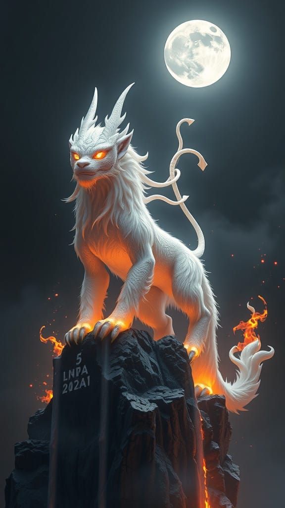 Ethereal Bai Ze in Dark Fantasy Style