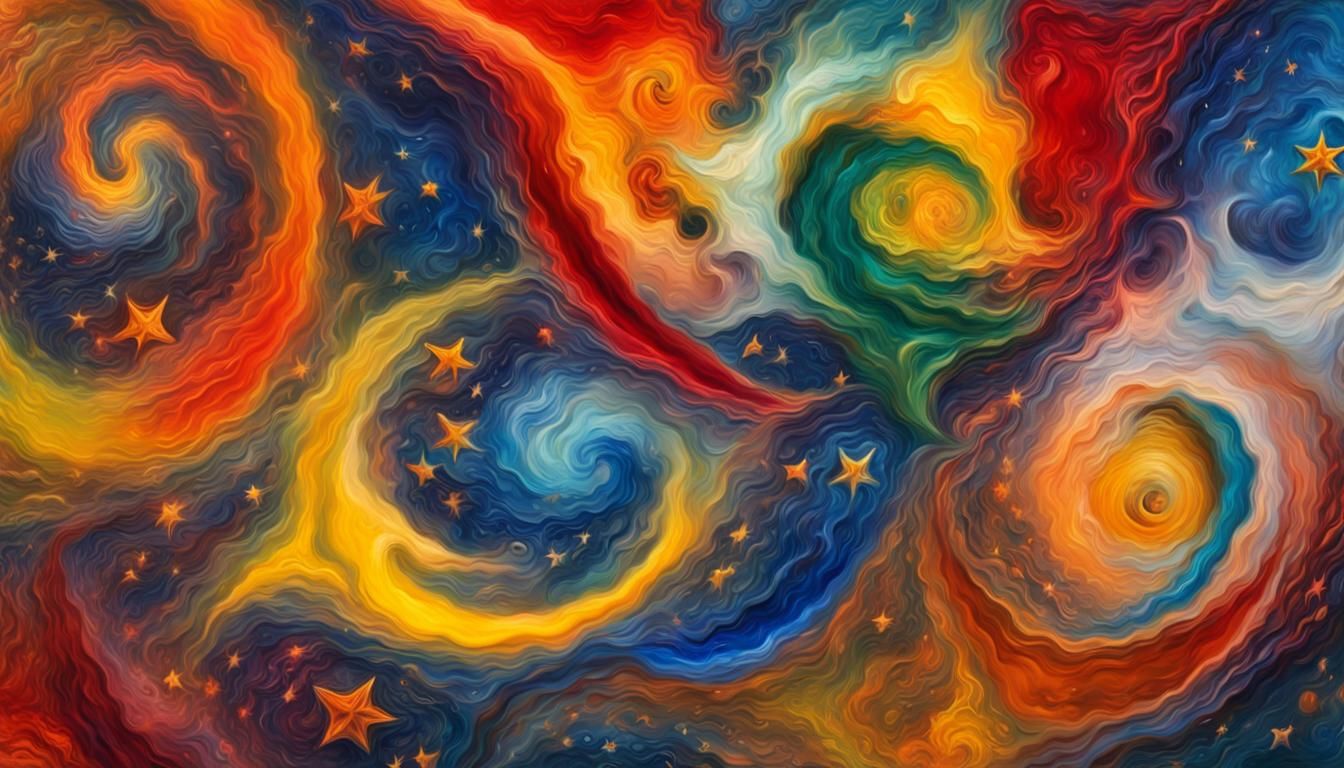 Celestial Stars in Impasto Oil Paint Style