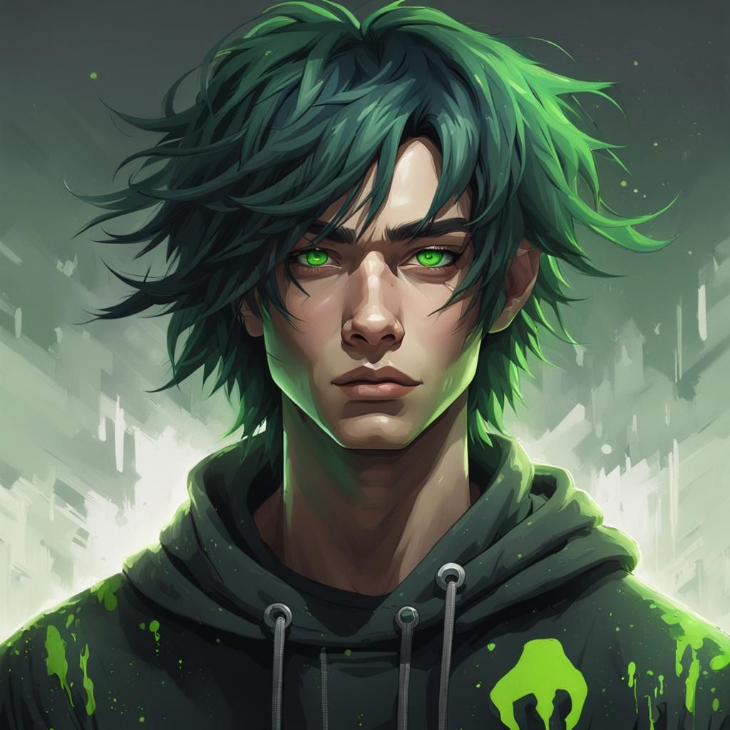Green-Eyed Youth: Hyperdetailed Portrait in Dynamic Lighting