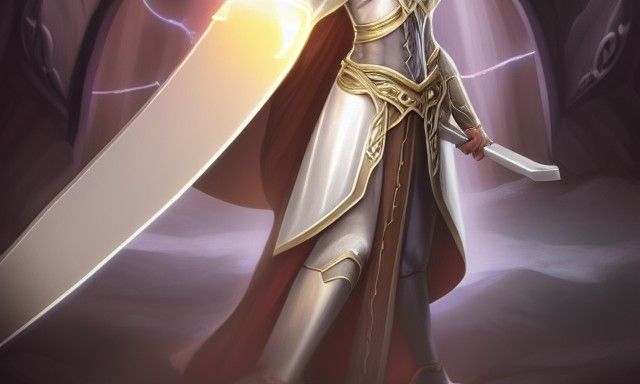 Elegant Aasimar Cleric of Mystra with Radiant Wings