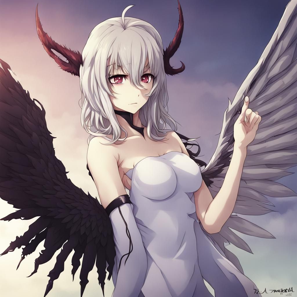 Anime-Style Half Demon Half Angel Character