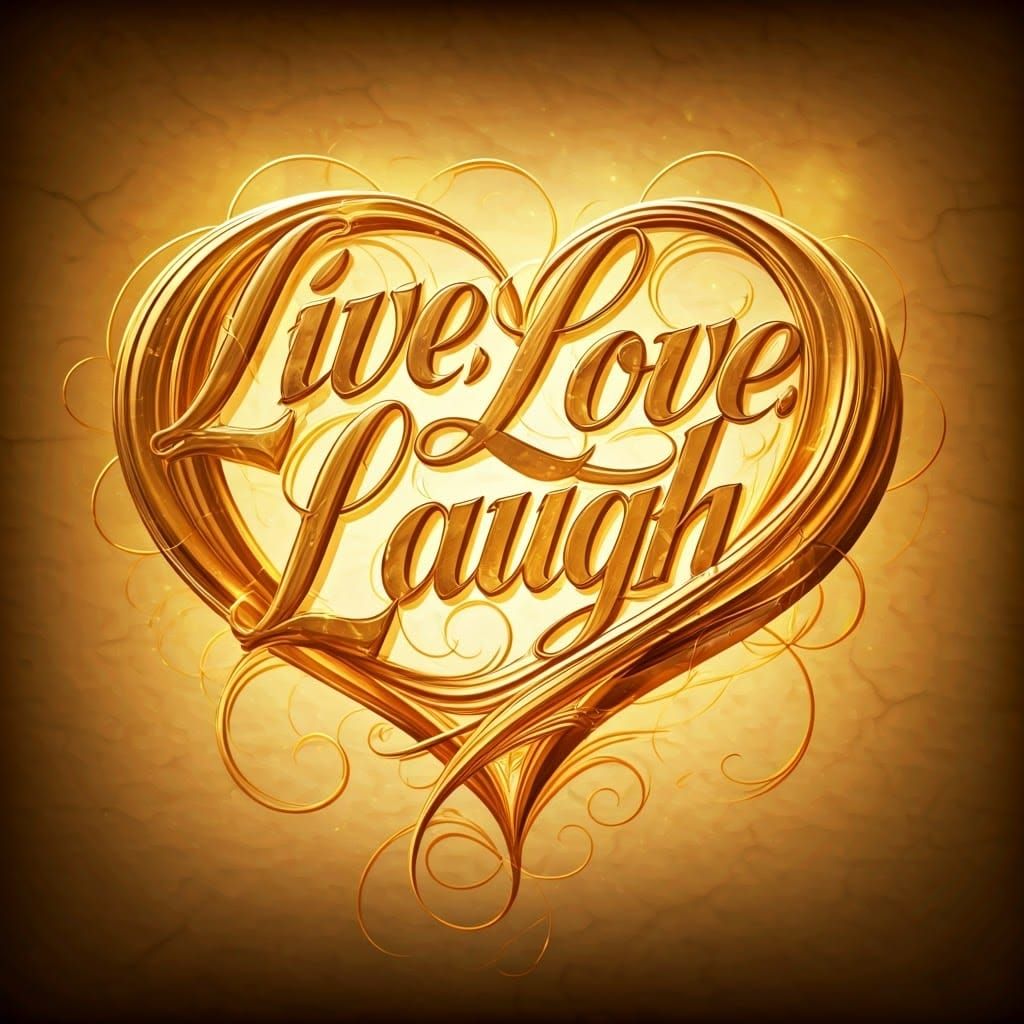 Golden Calligraphy Heart in Illuminated Manuscript Style