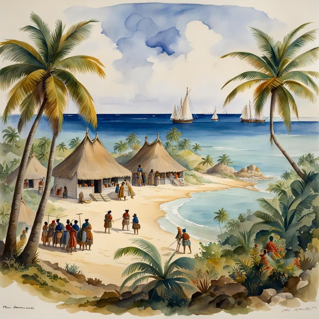 Eleutheran Adventurers Arrive in Bahamas: Watercolor Paintin...