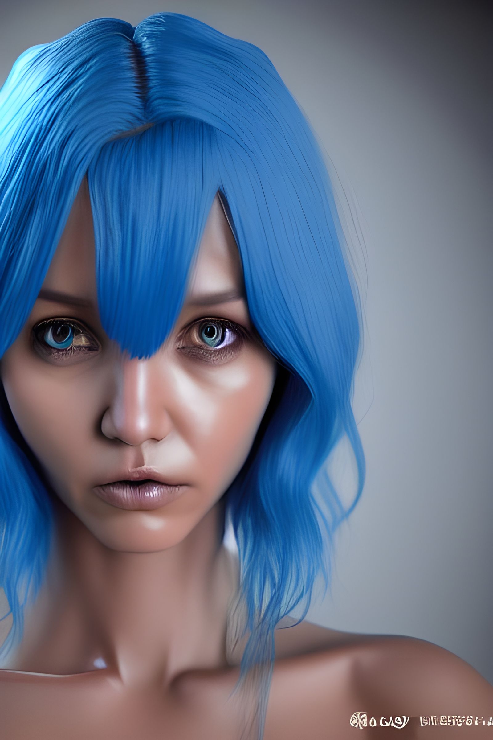 Stunningly Detailed Photo of a Sultry Blue-Haired Alien