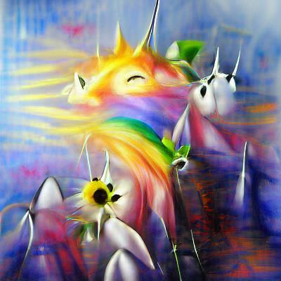 Colorful Unicorn in a Sunshine Landscape
