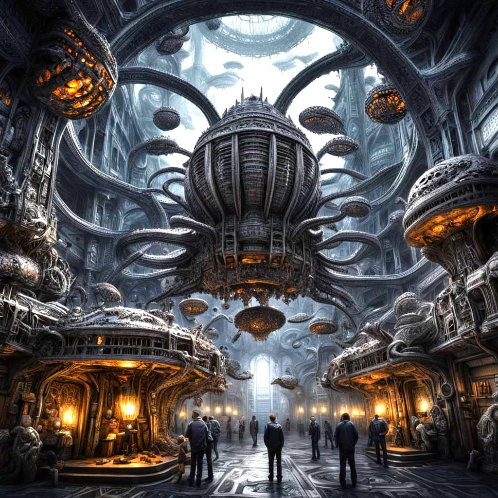 Eerie Nanobot Hive in Giger Style