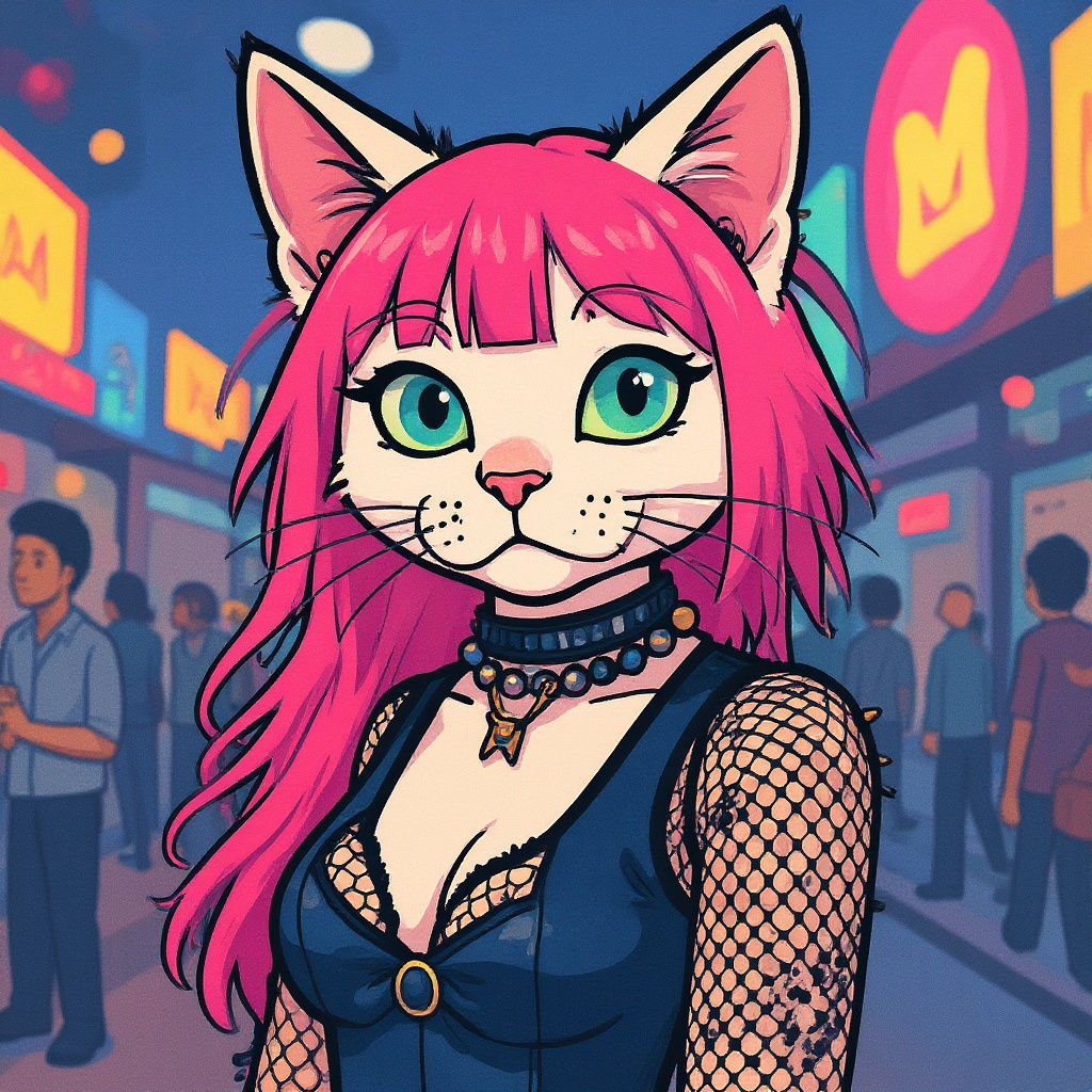 Colorful Punk Cat NFT Art