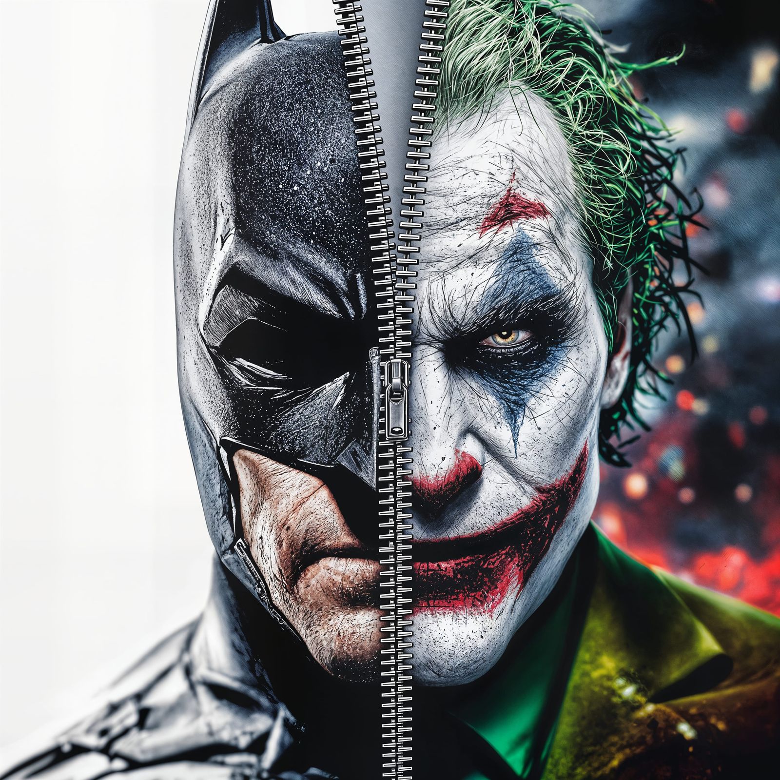 Batman and Joker Face Off in Iconic Split Portrait