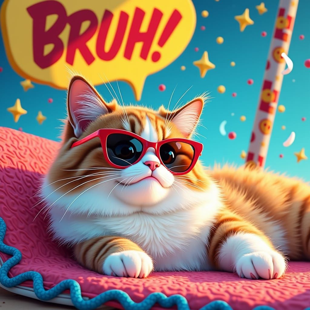 Ragdoll Cat in Sunglasses: A Vibrant Vector Design
