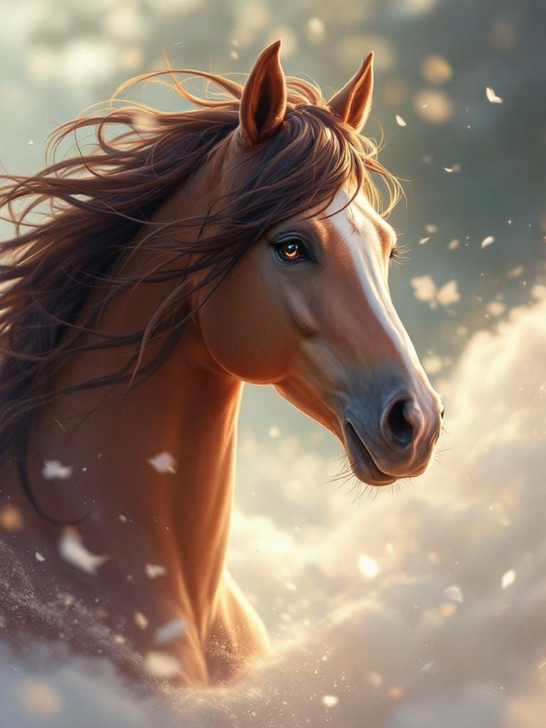 Anime Horse Running Free with Ethereal Glow