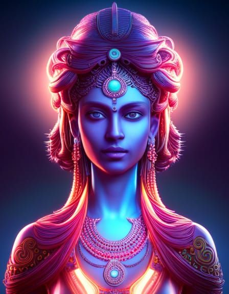 Radiant Kalaratri in Hindu-Futurist Concept Art