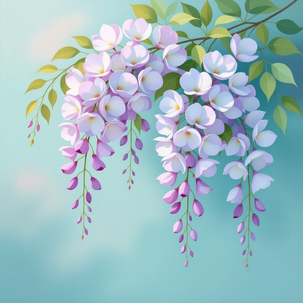 Ethereal Wisteria in Pastel Minimalist Painting