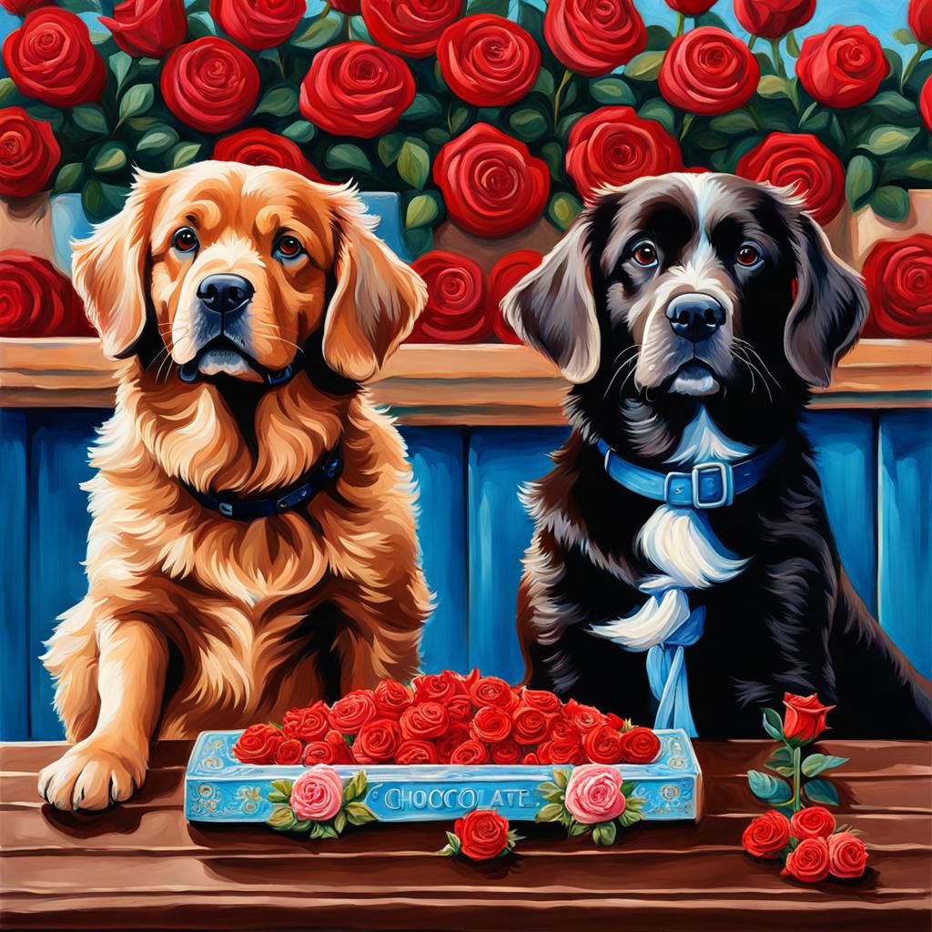 Dogs, Chocolate, and Roses: An Impressionist Gouache Paintin...