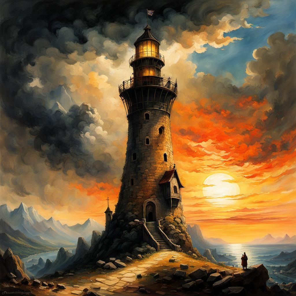 Tower of Fear: A Dark Romantic Illustration